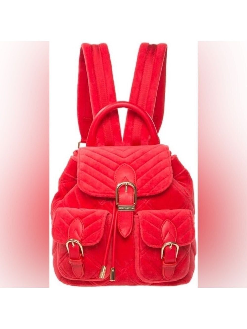 Juicy Couture VINTAGE 1997 FAIRMONT FAIRYTALE VELOUR BACKPACK IN RED.
